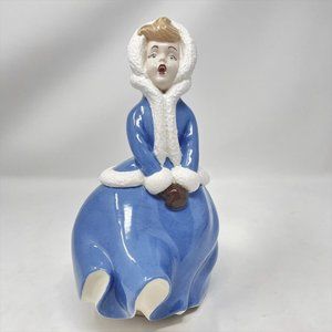 Atlantic Mold Christmas Caroler Girl Hand Paint Glazed Ceramic Vintage Figurine